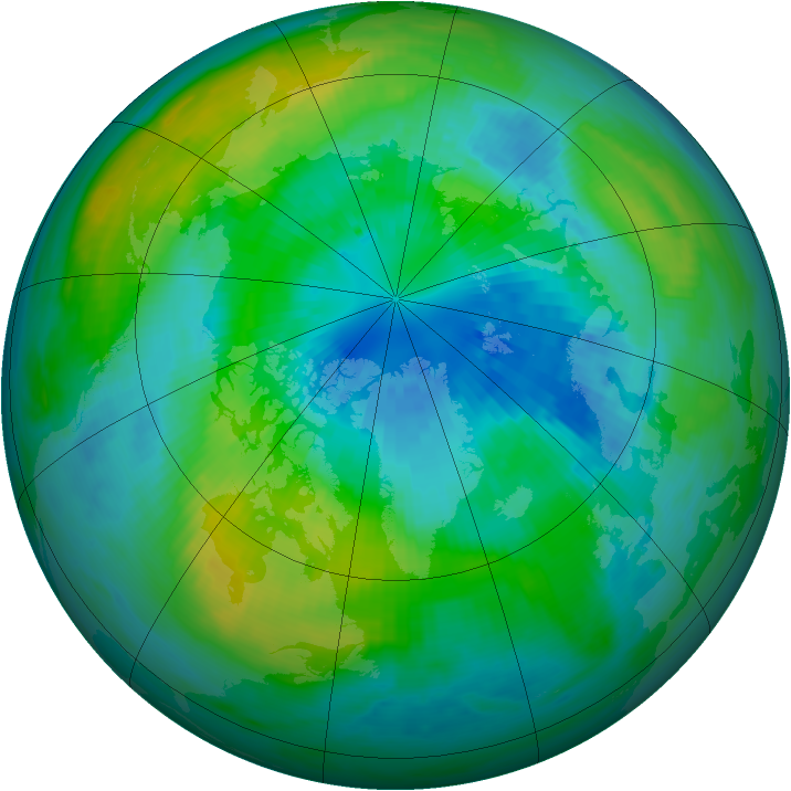 Arctic ozone map for 27 September 1980
